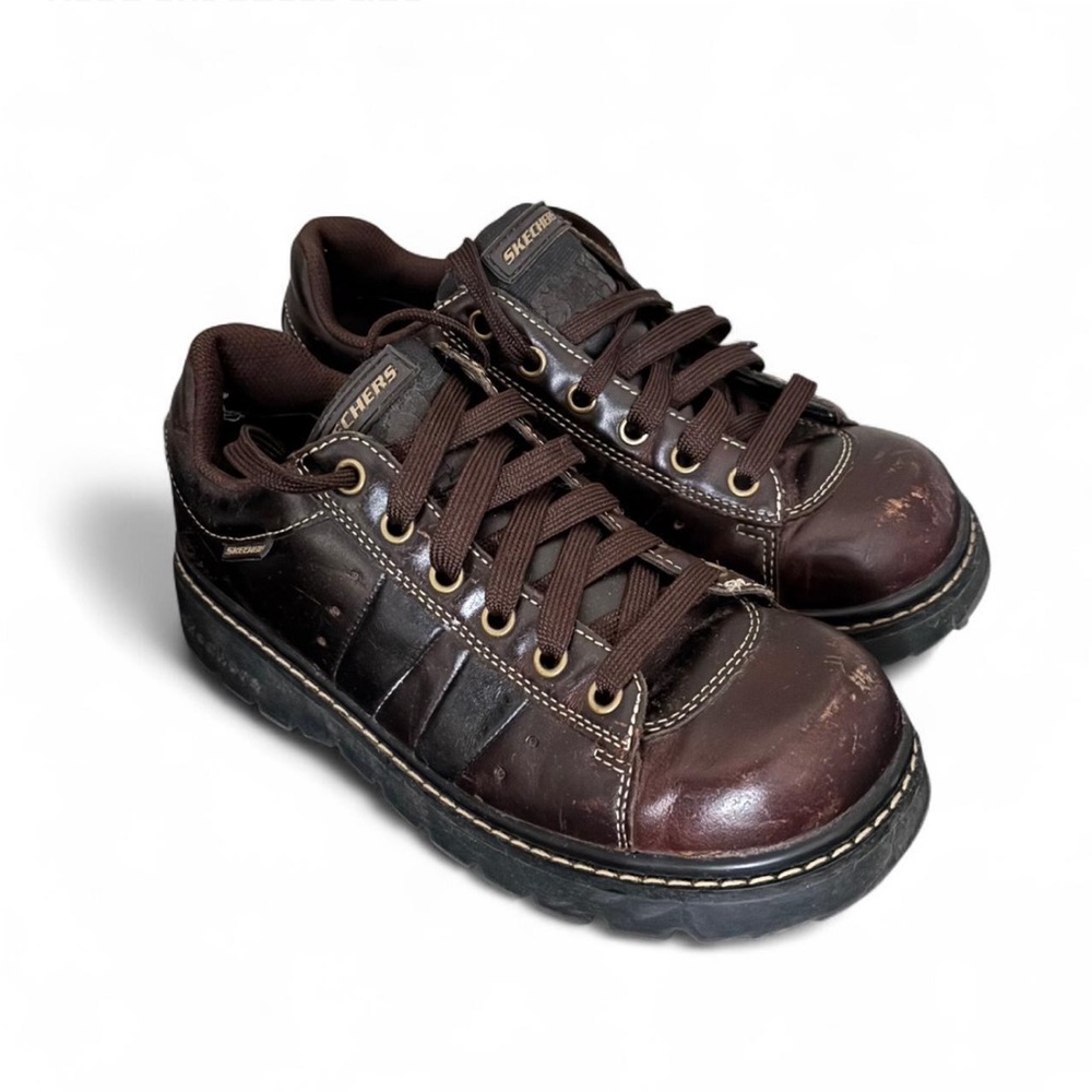 🤎 Y2K brown leather Skechers Jammers